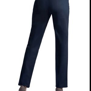 Lee Navy Pull On Dress Pants 12 Long Stretch Work Career All Day Slack Relaxed
